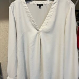 Ann Taylor Cream V-Neck Blouse